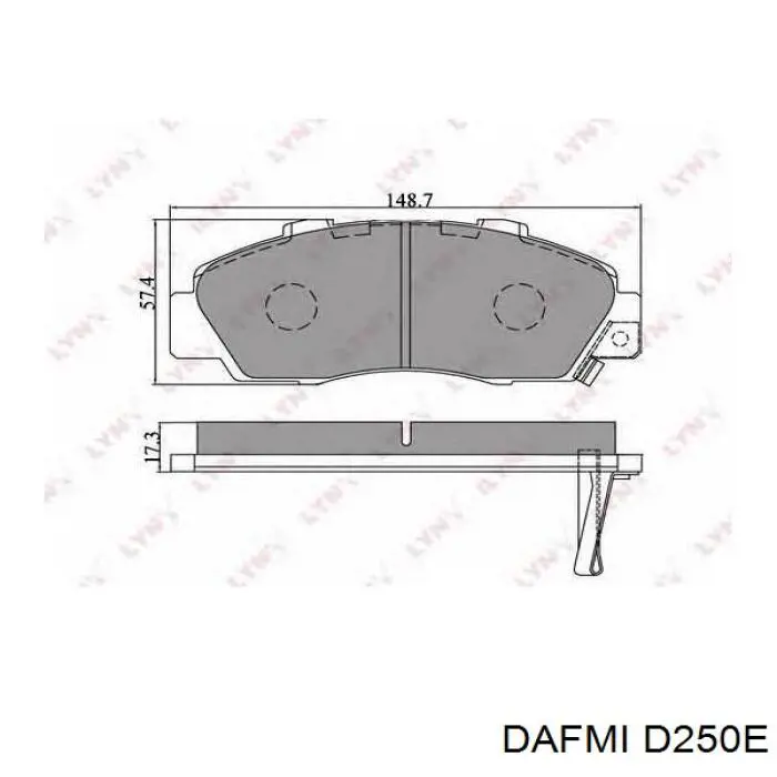 D250E Dafmi колодки гальмівні передні, дискові