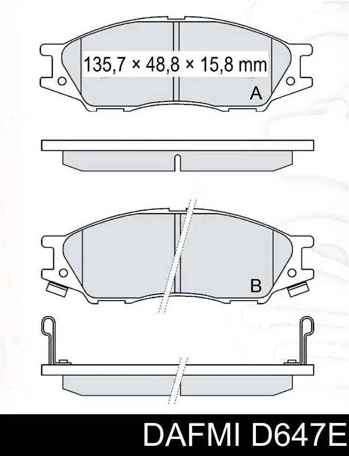 Купити D647E Dafmi Колодки гальмівні передні, дискові