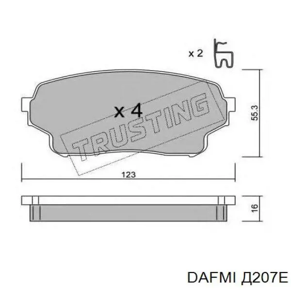 Колодки гальмівні передні, дискові Д207Е Dafmi