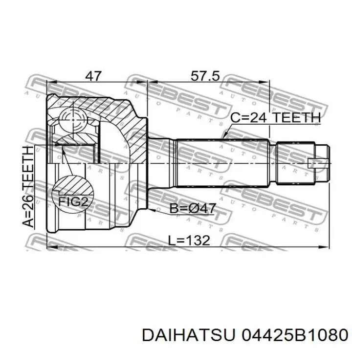 Купити 04425B1080 Daihatsu Пильник шарніра кутових швидкостей внутрішній передній