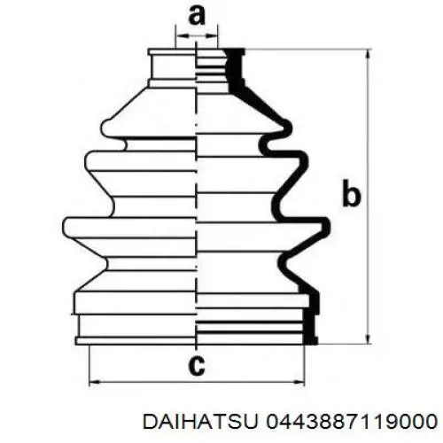 Пильник ШРУСа зовнішній 0443887119000 Daihatsu