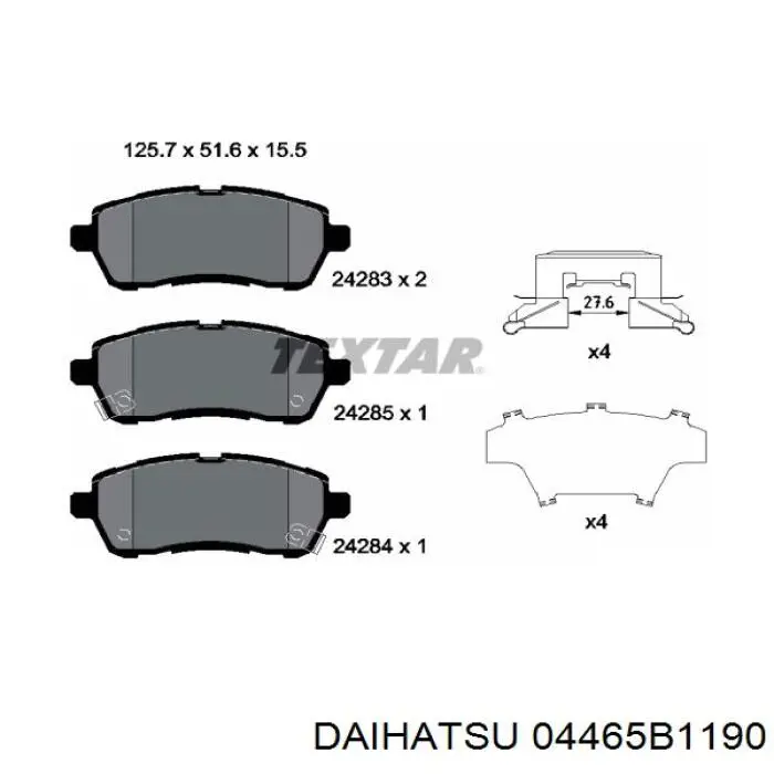 Колодки гальмівні передні, дискові 04465B1190 Daihatsu