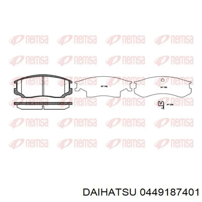 Колодки гальмівні передні, дискові 0449187401 Daihatsu