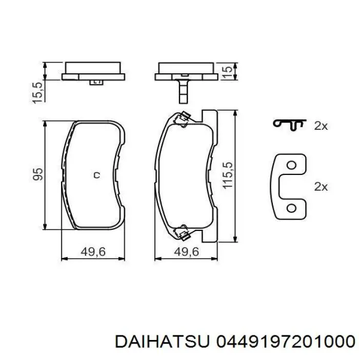 Колодки гальмівні передні, дискові 0449197201000 Daihatsu