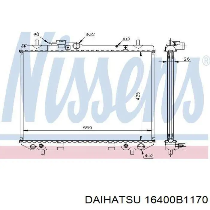 Радіатор основний Daihatsu 16400B1170 ціна, від 115.69 USD