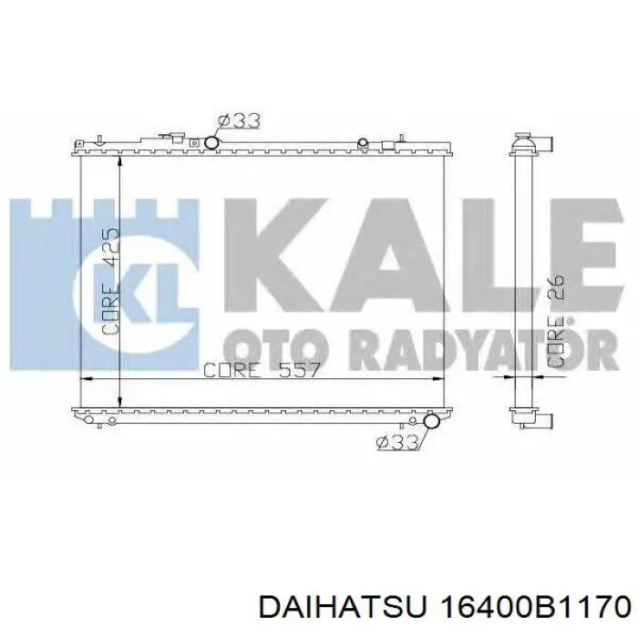 16400B1170 Daihatsu Радіатор охолодження двигуна