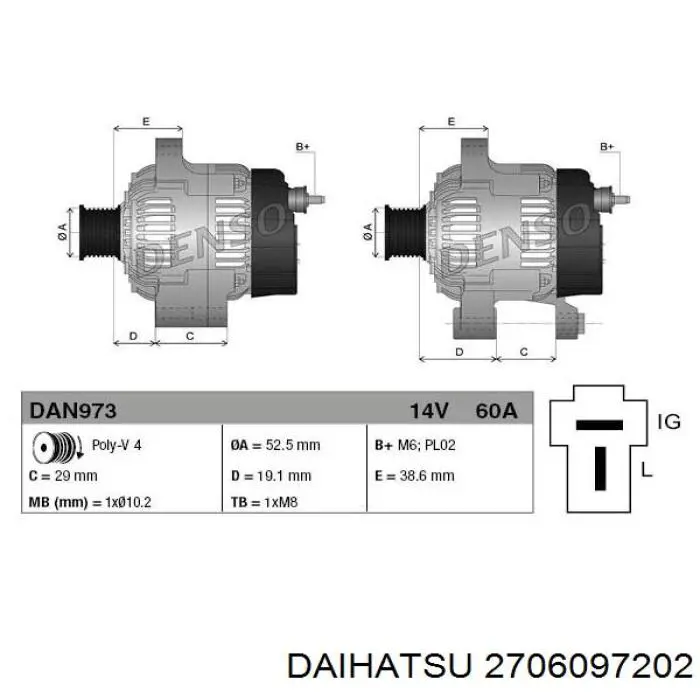 2706097202 Daihatsu Авто генератор