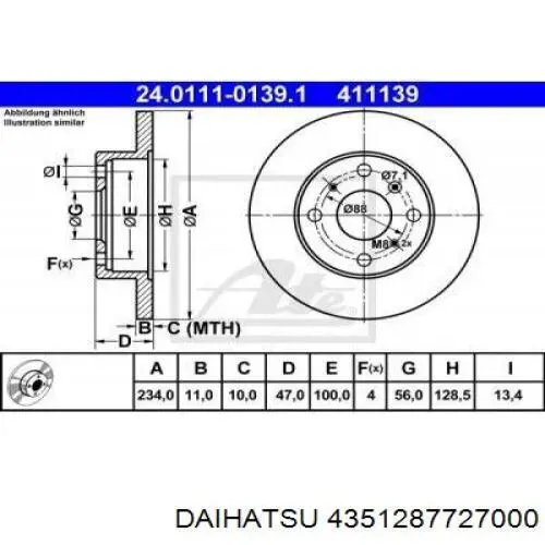 4351287727000 Daihatsu Гальмо дискове переднє