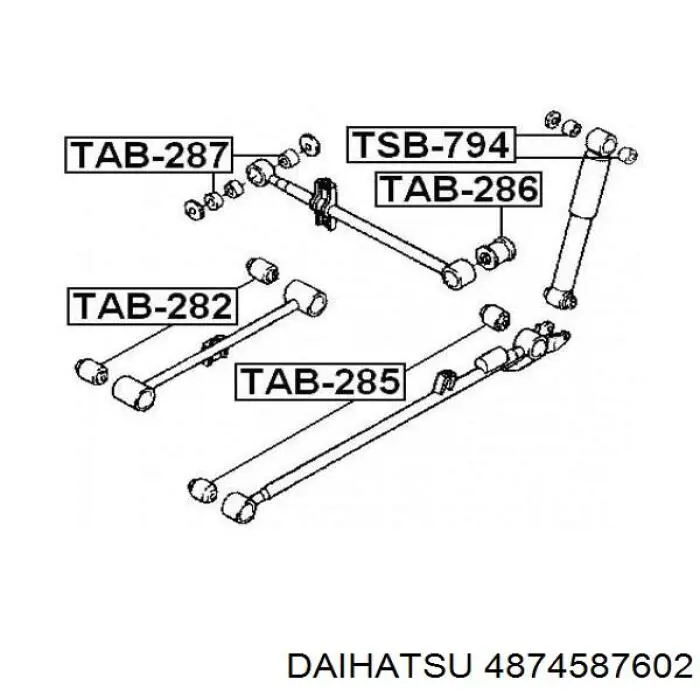 Сайлентблок тяги поперечної, задньої підвіски 4874587602 Daihatsu