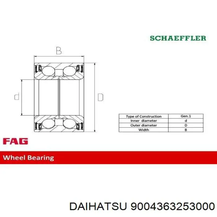 9004363253000 Daihatsu Підшипник маточини передньої