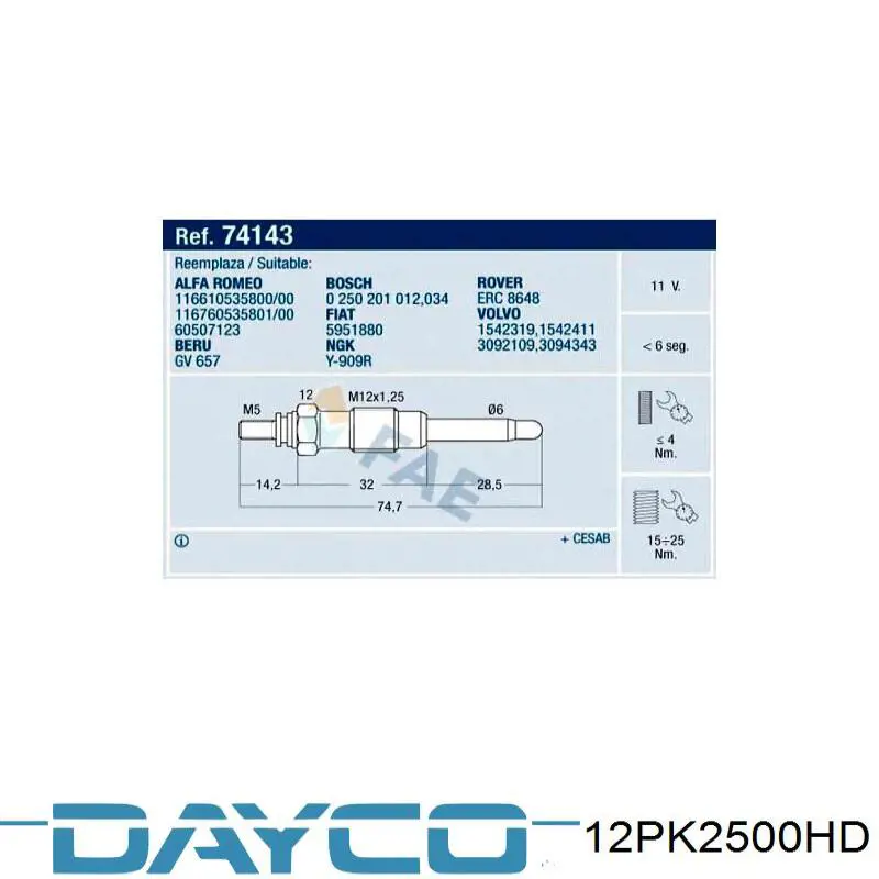 Купити 12PK2500HD Dayco Ремінь генератора