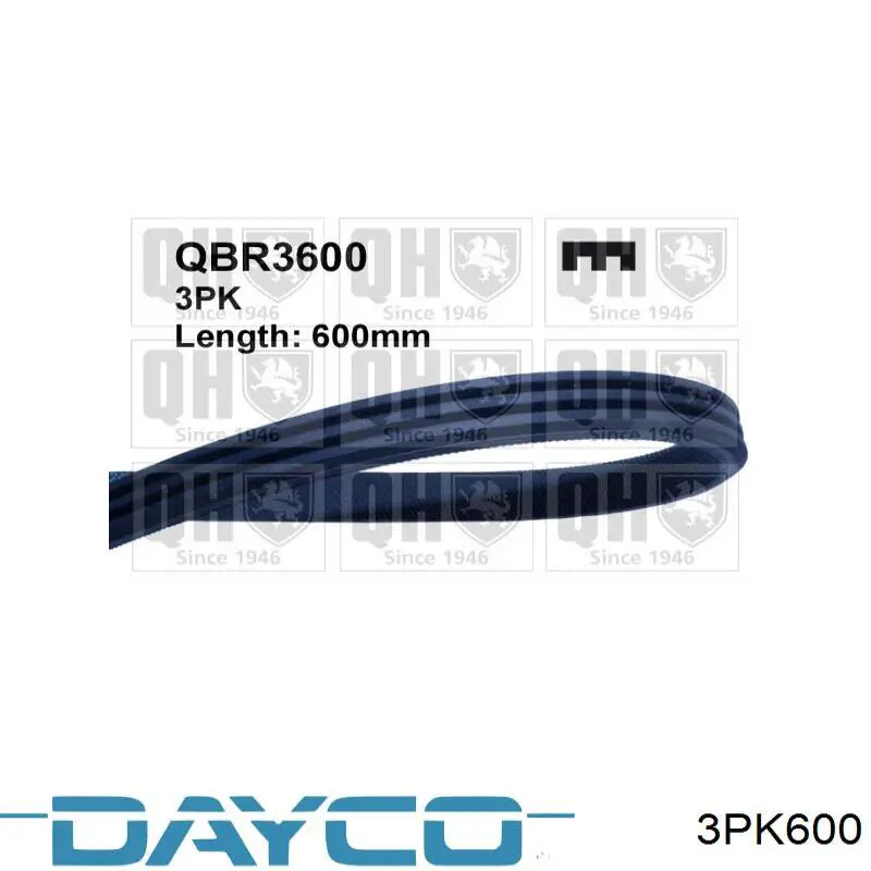 Клиновий ремінь Dayco 3PK600 ціна, від 3.65 USD