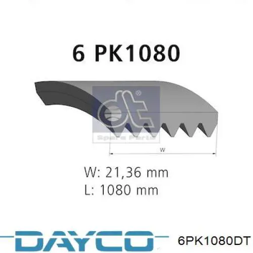 Купити 6PK1080DT Dayco Ремінь генератора