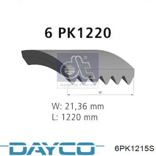 Купити 6PK1215S Dayco Ремінь генератора