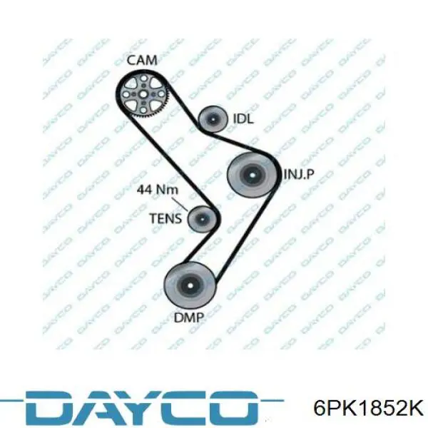 Клиновий ремінь Dayco 6PK1852K ціна, від 14.21 USD