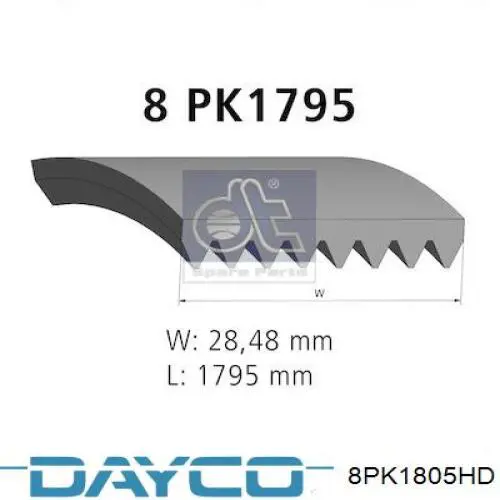 Клиновий ремінь Dayco 8PK1805HD ціна, від 14.20 USD