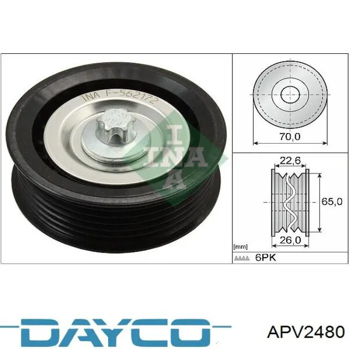 APV2480 Dayco ролик приводного ременя, паразитний