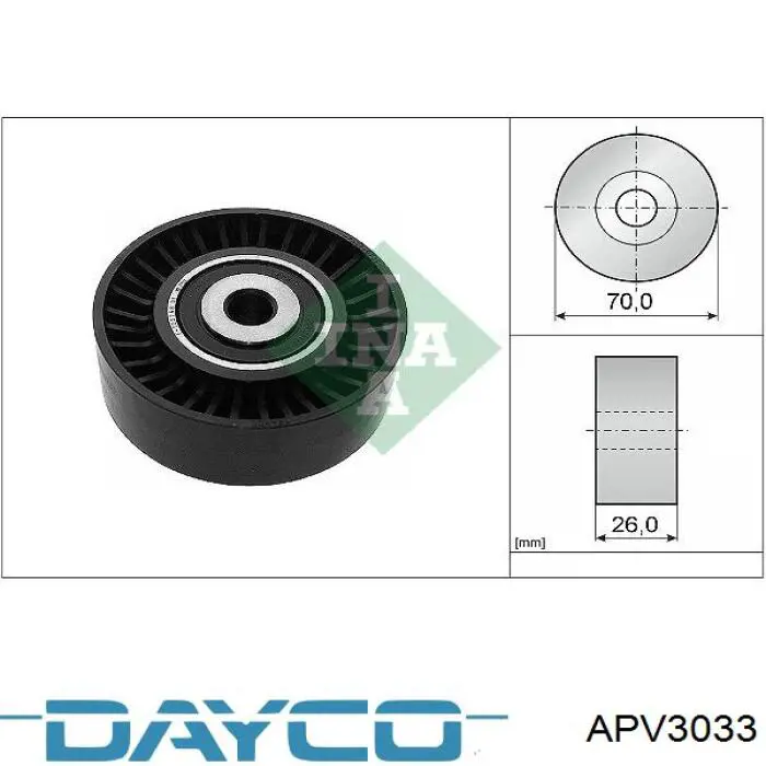 APV3033 Dayco ролик приводного ременя, паразитний
