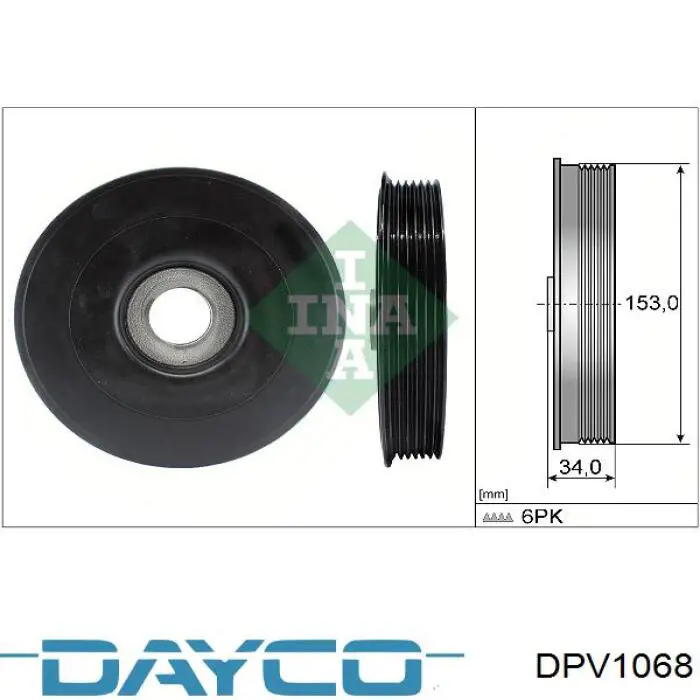 Купити DPV1068 Dayco Шків колінчастого вала