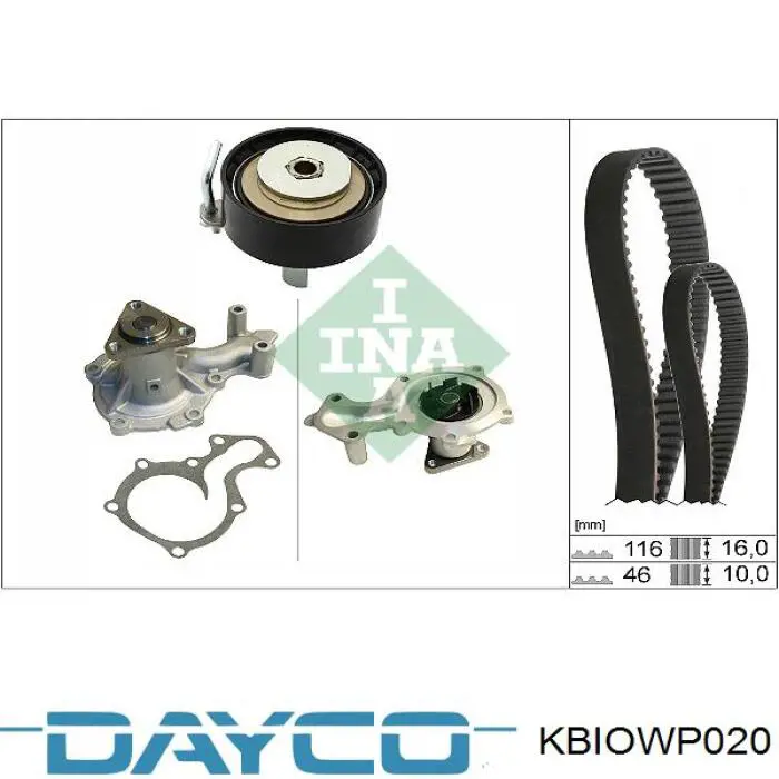 KBIOWP020 Dayco Ремінь ГРМ, комплект
