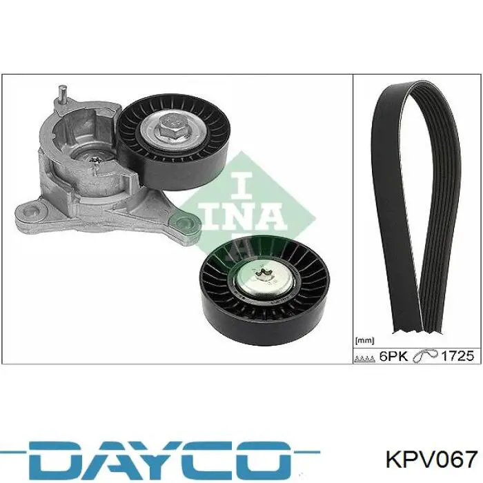 KPV067 Dayco ремінь приводний, агрегатів, комплект