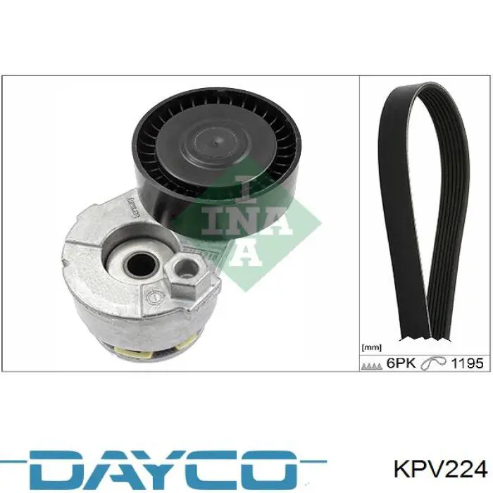 Ремінь приводний, агрегатів, комплект Dayco KPV224 ціна, від 71.27 USD
