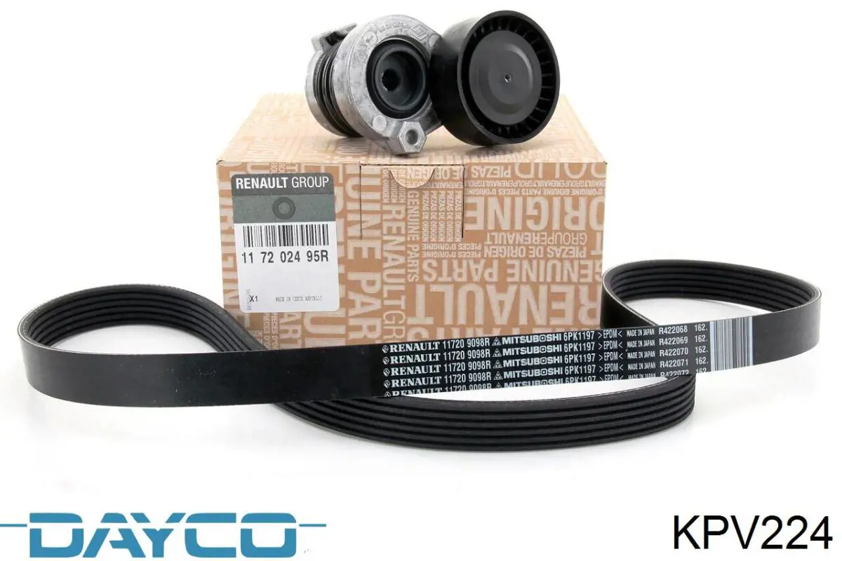 Купити KPV224 Dayco Ремінь приводний, агрегатів, комплект