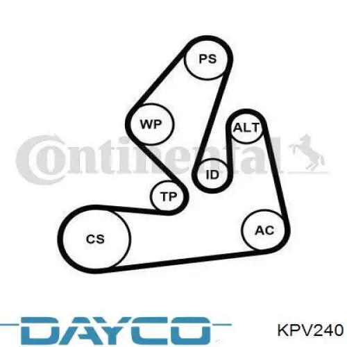 Купити KPV240 Dayco Ремінь приводний, агрегатів, комплект