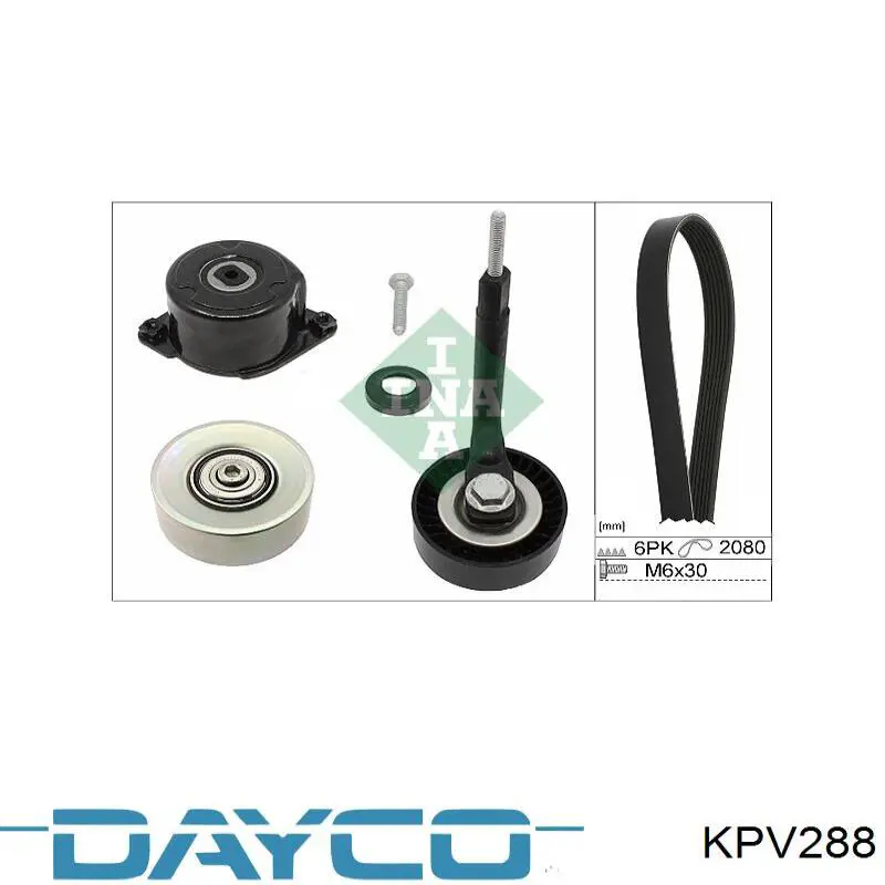 KPV288 Dayco ремінь приводний, агрегатів, комплект
