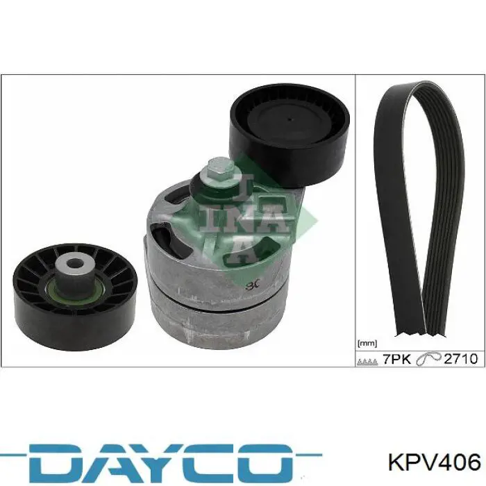 KPV406 Dayco Ремінь приводний, агрегатів, комплект