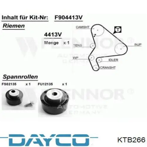Комплект ГРМ KTB266 Dayco