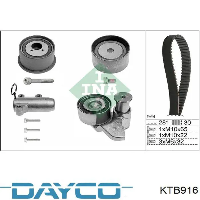 Комплект ГРМ Dayco KTB916 ціна, від 269.36 USD