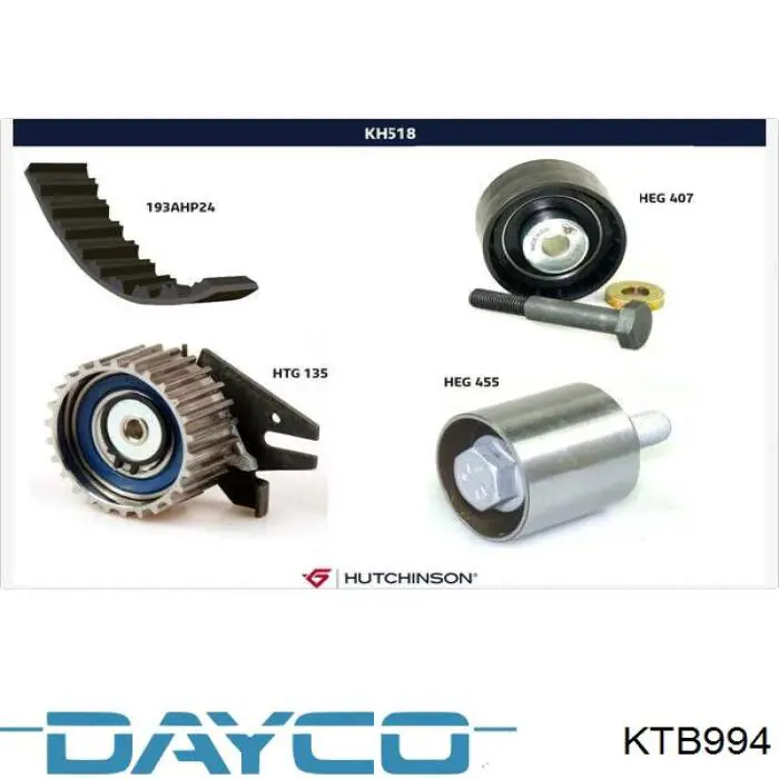 KTB994 Dayco Ремінь ГРМ, комплект