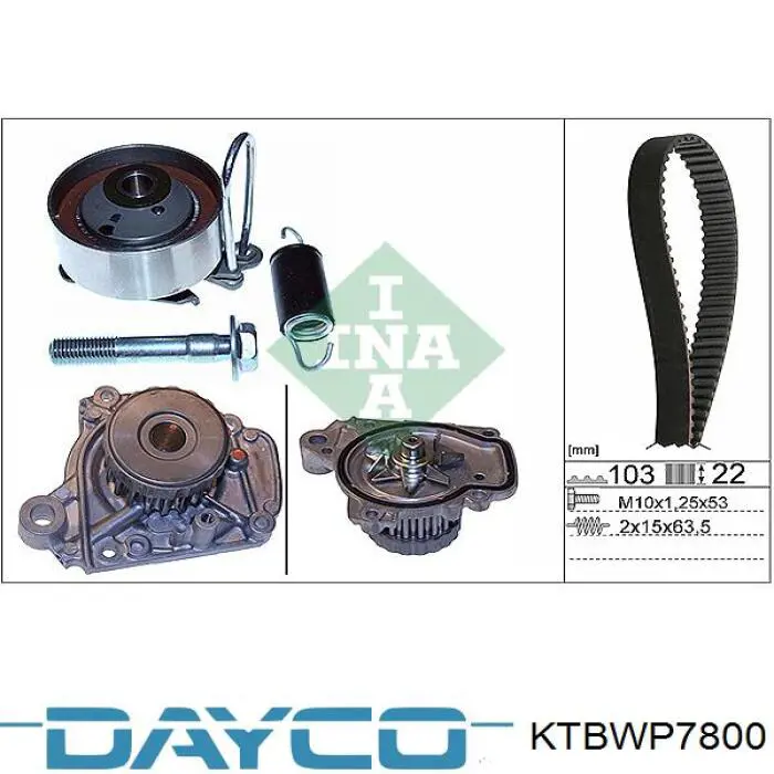 Комплект ГРМ Dayco KTBWP7800 ціна, від 116.59 USD