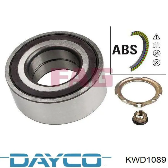 Комплект підшипник маточини передньої Dayco KWD1089 ціна, від 30.41 USD