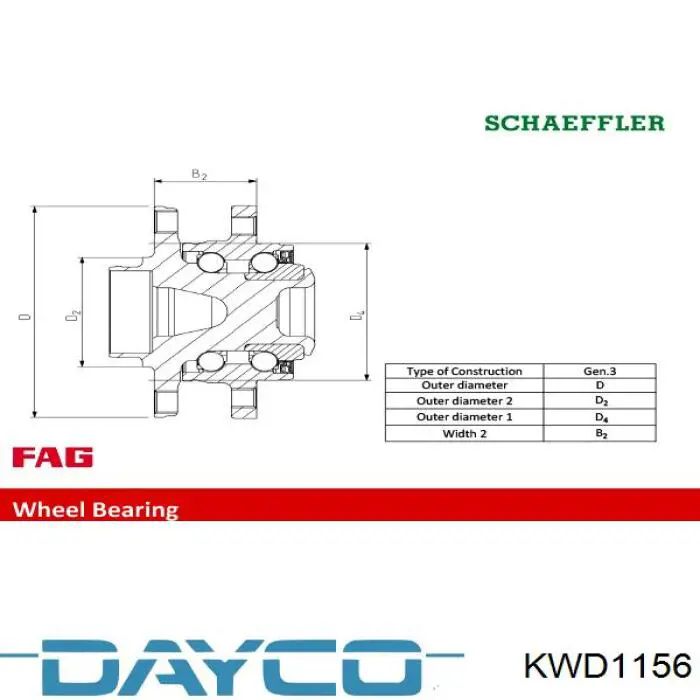 Маточина задня KWD1156 Dayco