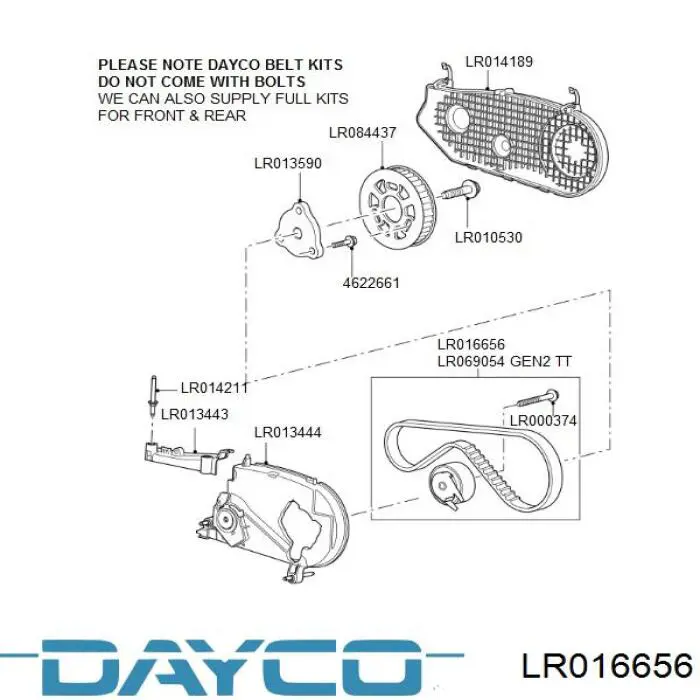 Ремінь ГРМ, комплект LR016656 Dayco