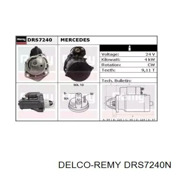 DRS7240N Delco Remy стартер