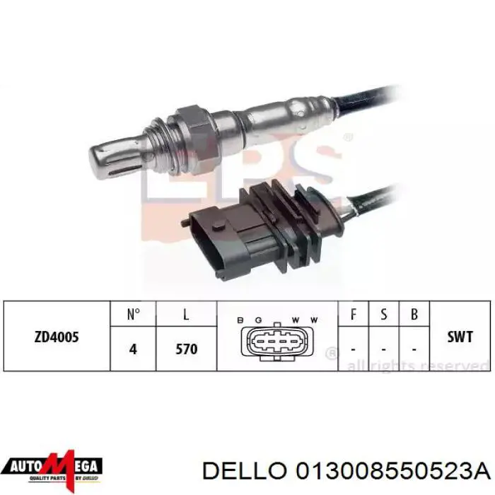 Лямбдазонд, датчик кисню до каталізатора 013008550523A Dello/Automega