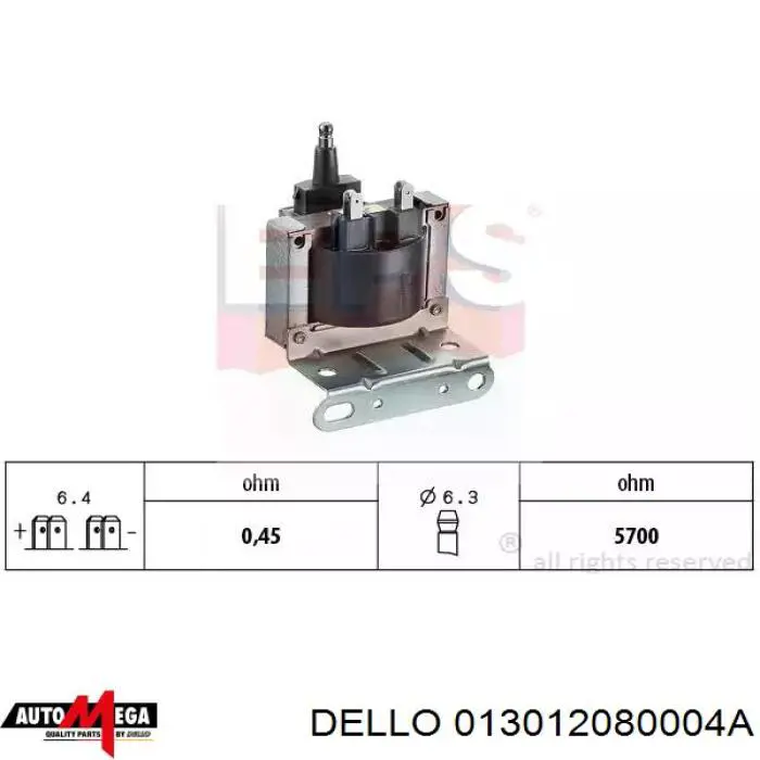 Купити 013012080004A Dello/Automega Котушка запалювання