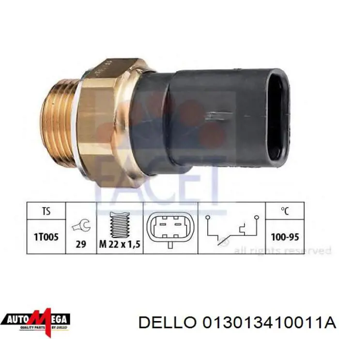 013013410011A Dello/Automega термо-датчик включення вентилятора радіатора