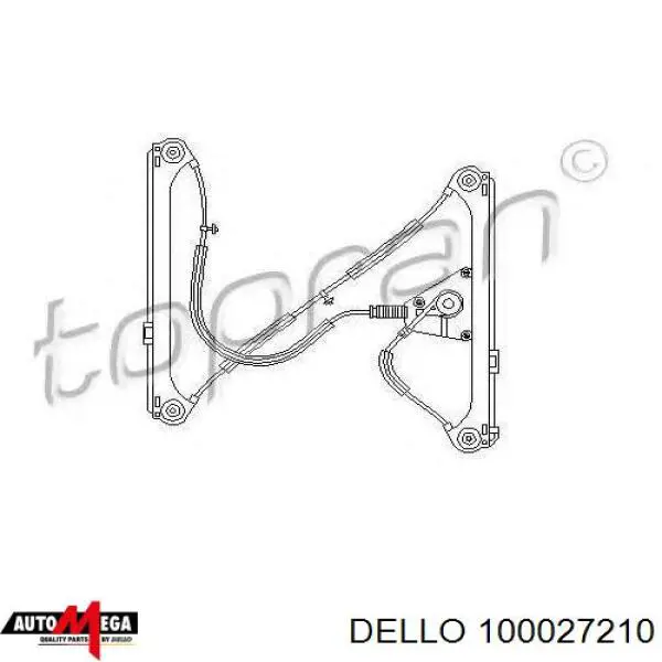 Механізм склопідіймача двері передньої, лівої 100027210 Dello/Automega
