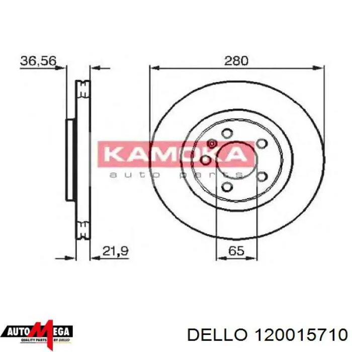 Диск переднього гальма Dello/Automega 120015710 ціна, від 34.30 USD