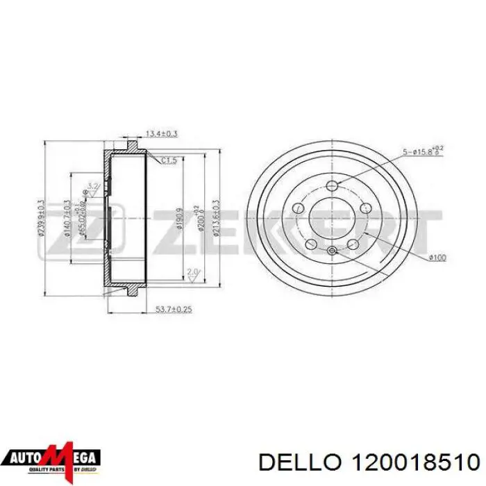 Барабан гальмівний задній 120018510 Dello/Automega