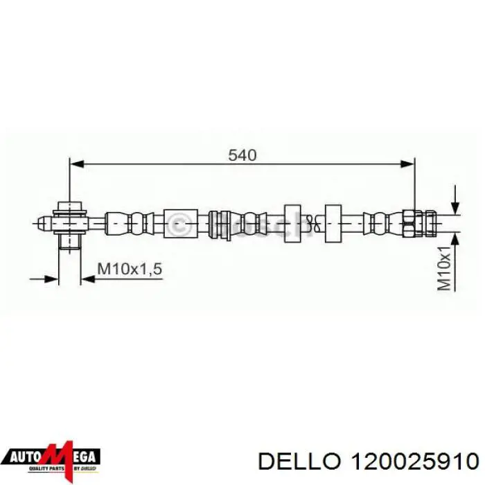 Шланг гальмівний передній 120025910 Dello/Automega