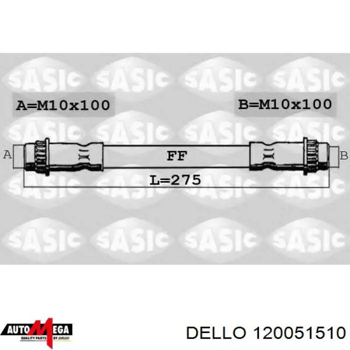 120051510 Dello/Automega шланг гальмівний задній