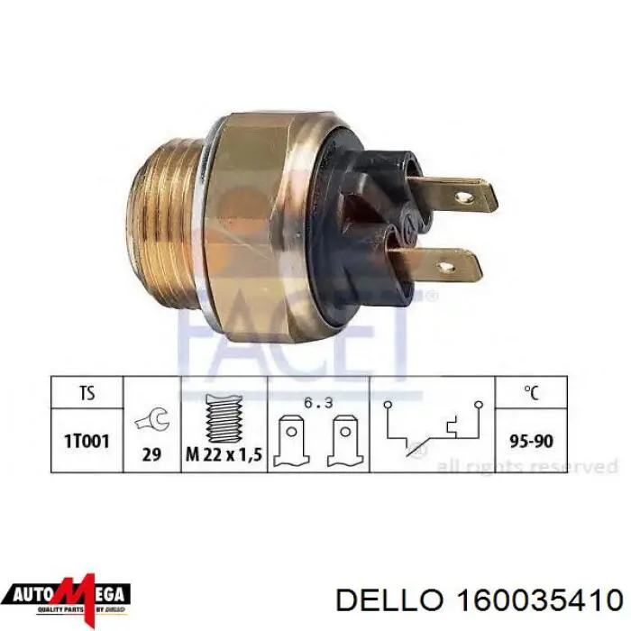 160035410 Dello/Automega термо-датчик включення вентилятора радіатора