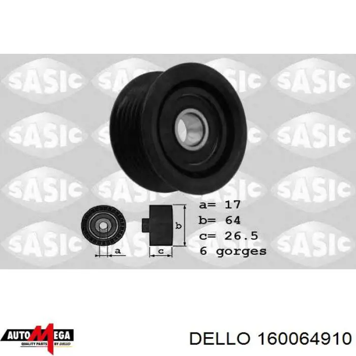 Купити 160064910 Dello/Automega Ролик приводного ременя, паразитний
