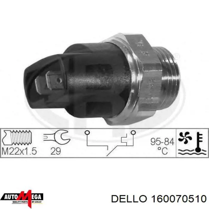 Термо-датчик включення вентилятора радіатора 160070510 Dello/Automega