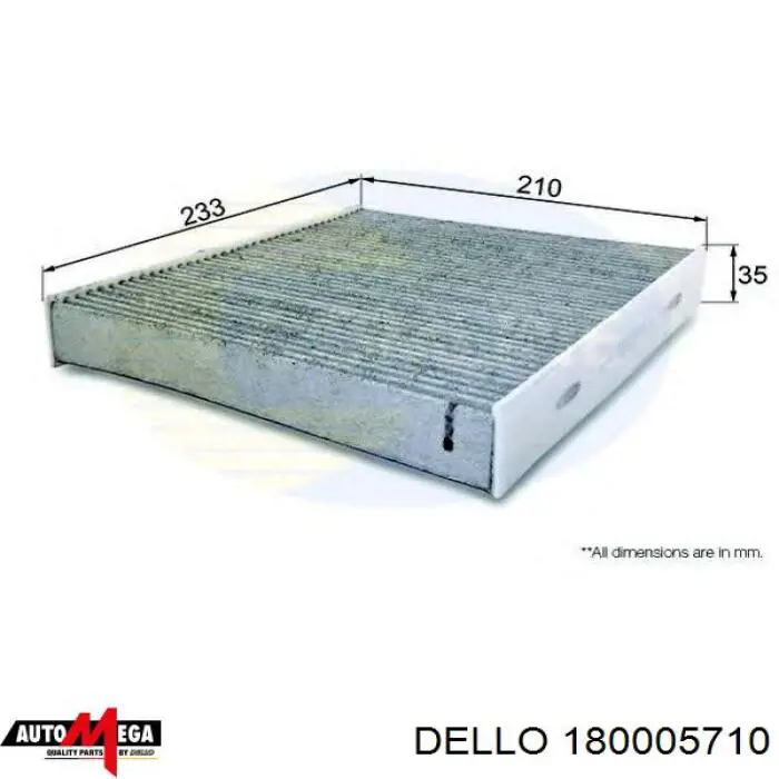 Купити 180005710 Dello/Automega Фільтр салону вугільний